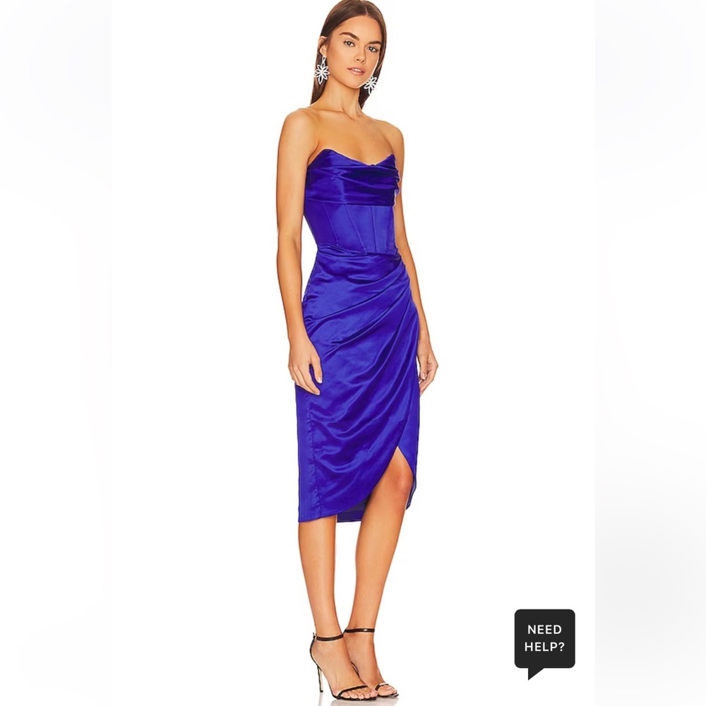 Bardot Jamila Corset Dress in Cobalt satin dress evening dress party dress sz. M